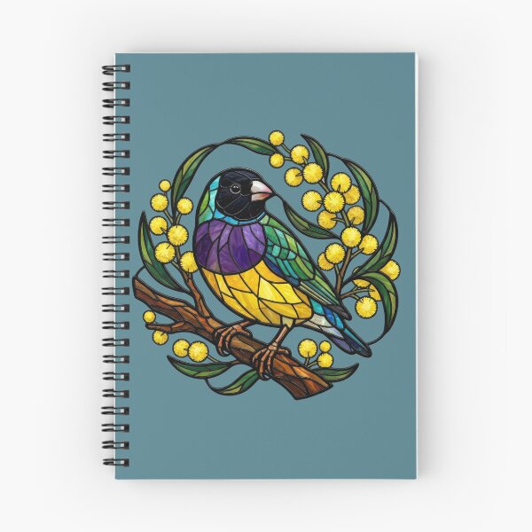 Item preview, Stained Glass Gouldian Finch with Golden Mimosa designed and sold by BirdsnStuff.