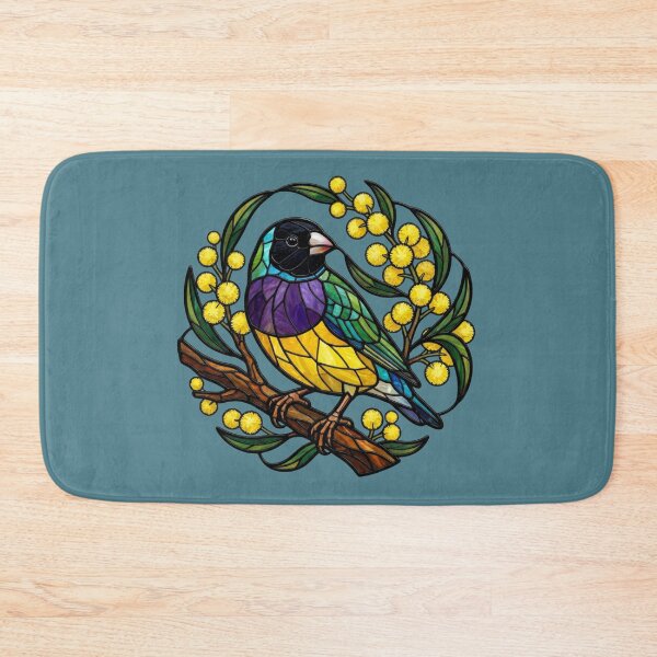 Item preview, Stained Glass Gouldian Finch with Golden Mimosa designed and sold by BirdsnStuff.