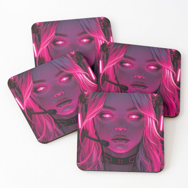 Item preview, Pink Neon Gamer Girl – Cyber Glow Headset Portrait designed and sold by NeonHorizon Studio.