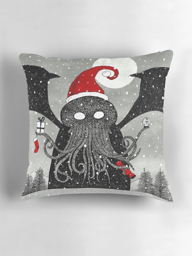 Thumbnail 3 of 4, Pillow, A Cthulhu Christmas designed and sold by djrbennett.