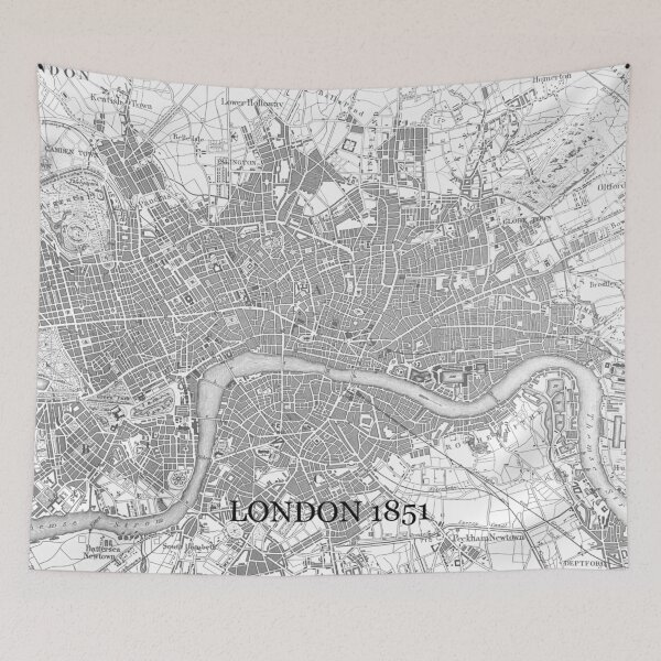 Item preview, London 1851 map black white vintage London England engraving  designed and sold by hollycooper.