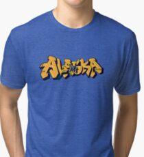 Alaska License Plate (Alaska Flag) by Graffiti Muscle Tri-blend T-Shirt