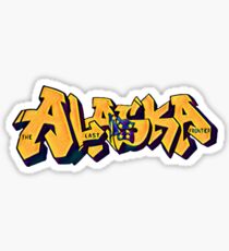 Alaska License Plate (Alaska Flag) by Graffiti Muscle Sticker