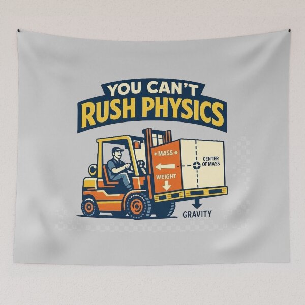 Item preview, You Can’t Rush Physics – Forklift Humor designed and sold by RetroNibylander.