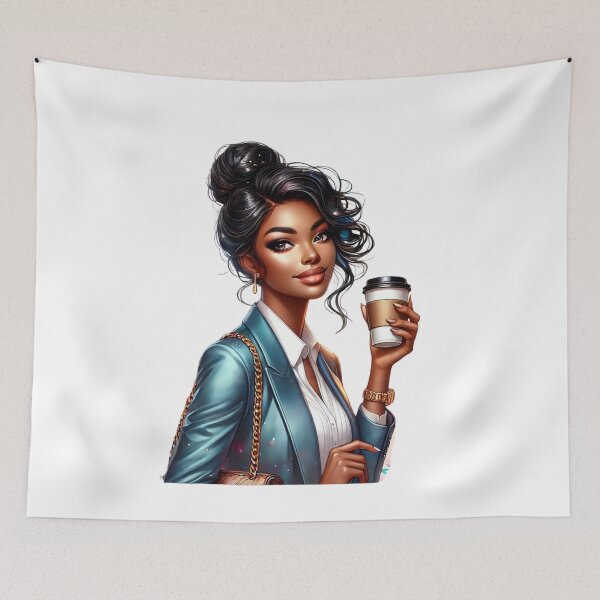 Aperçu de l'œuvre Illustration numérique élégante d'une femme noire sous forme de café | Beauté afro créée et vendue par Lulunza.
