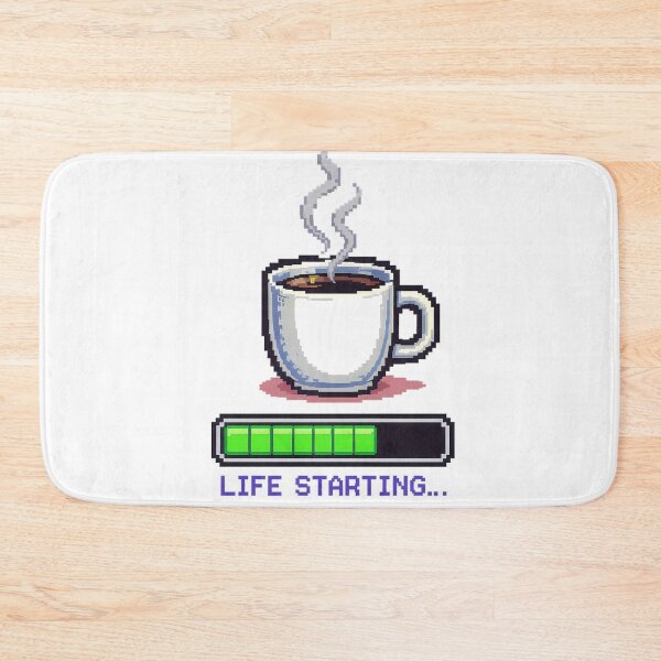 Item preview, Life Starting Pixel Art Coffee Mug - Gamer Morning Loading designed and sold by etuvibes.