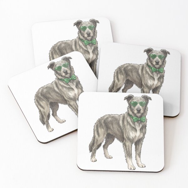 Item preview, Irish Wolfhound St Patricks Day Heart Glasses Green Bow Tie designed and sold by EvrmoodCo.