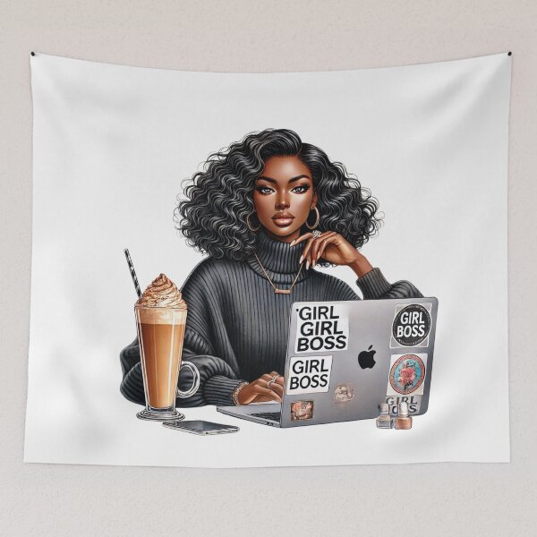 Aperçu de l'œuvre Illustration d'une femme noire entrepreneure et entrepreneuse afro-américaine créée et vendue par Lulunza.