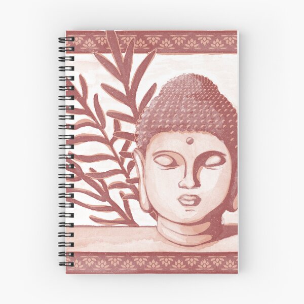 Item preview, Buddha Head Statue with Palm Fronds Watercolor - Ruby + Coral designed and sold by Irene Estelle.
