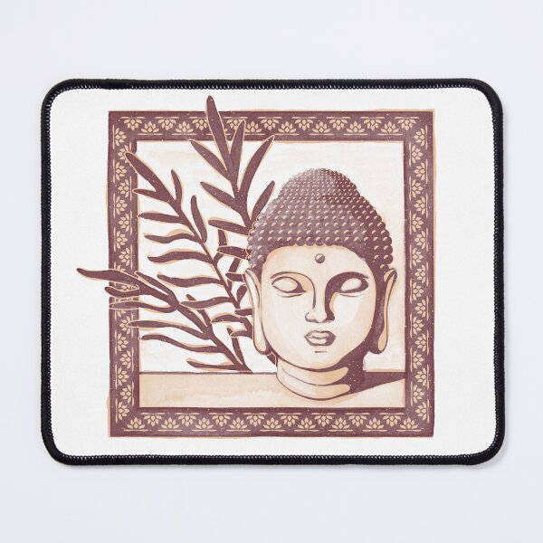 Item preview, Buddha Head Statue with Palm Fronds Watercolor - Wine + Melon designed and sold by Irene Estelle.