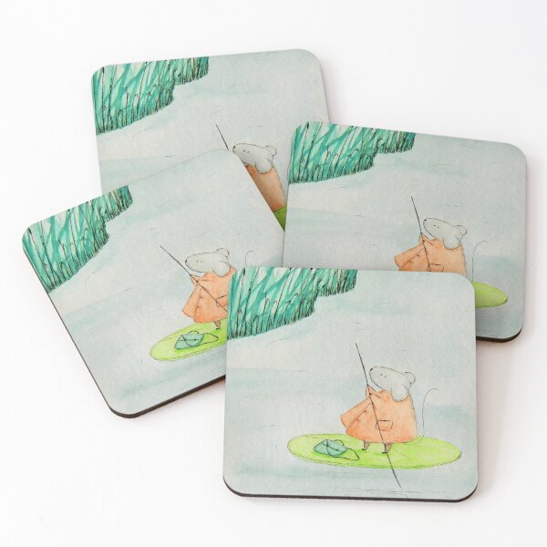 Item preview, Adventures of Algernon: A Lily Pad Raft | Cute Mouse Watercolor Drawing designed and sold by AngelaMarieArt.