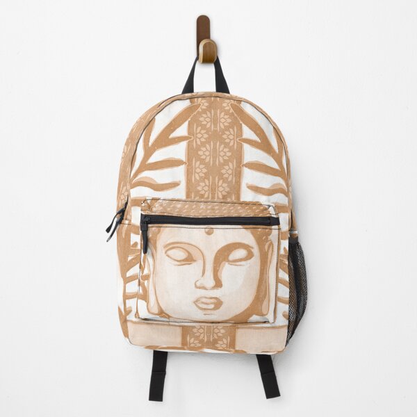 Item preview, Buddha Head Statue with Palm Fronds Watercolor - Rust + Melon designed and sold by Irene Estelle.