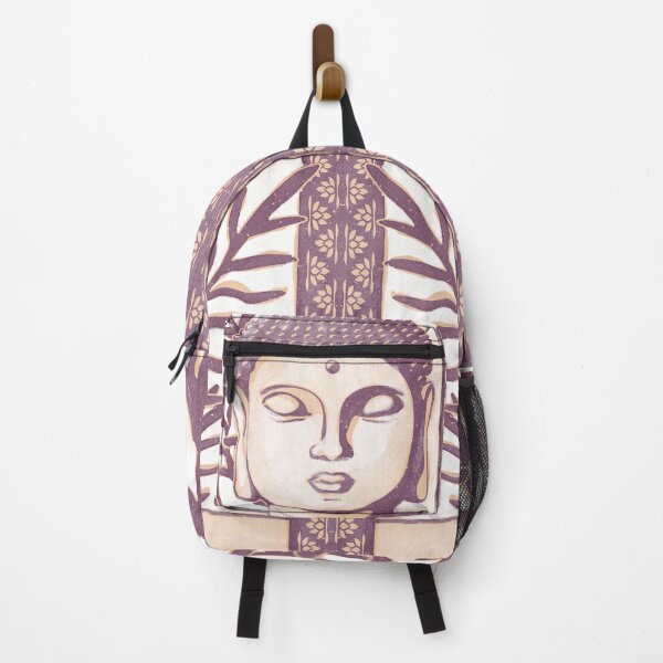 Item preview, Buddha Head Statue with Palm Fronds Watercolor - Beet + Melon designed and sold by Irene Estelle.