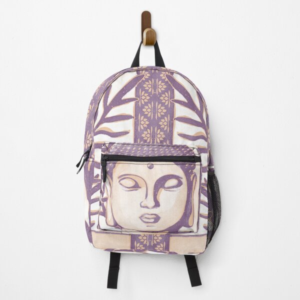 Item preview, Buddha Head Statue with Palm Fronds Watercolor - Plum + Melon designed and sold by Irene Estelle.