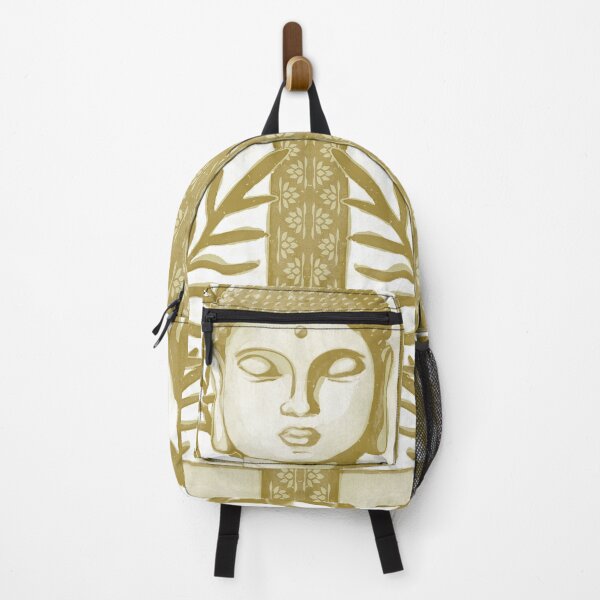 Item preview, Buddha Head Statue with Palm Fronds Watercolor - Gold + Ochre designed and sold by Irene Estelle.
