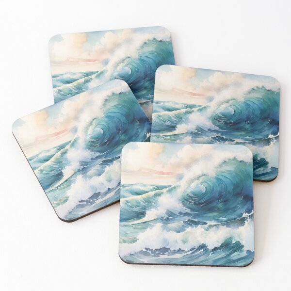 Item preview, Sea Waves Scene Watercolor Wall Art – Calming Ocean Landscape for Home Decor designed and sold by sana designer.
