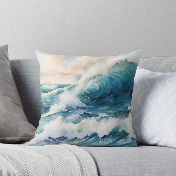 Item preview, Sea Waves Scene Watercolor Wall Art – Calming Ocean Landscape for Home Decor designed and sold by sana designer.