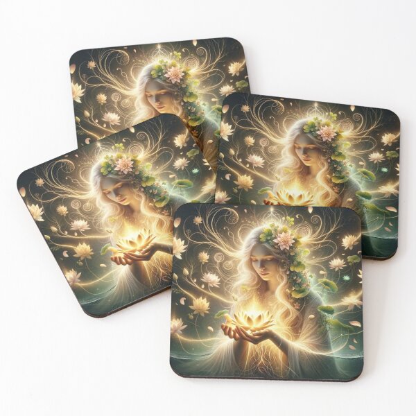Item preview, Gaia Goddess with Lotus – Earth Mother Spiritual Art designed and sold by AnalajiaDesigns.