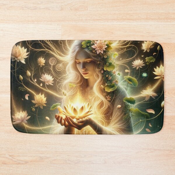 Item preview, Gaia Goddess with Lotus – Earth Mother Spiritual Art designed and sold by AnalajiaDesigns.