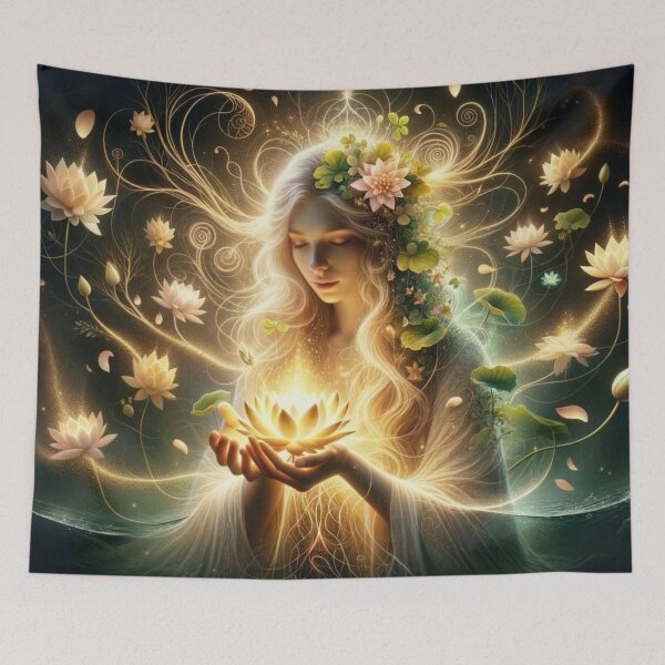 Item preview, Gaia Goddess with Lotus – Earth Mother Spiritual Art designed and sold by AnalajiaDesigns.