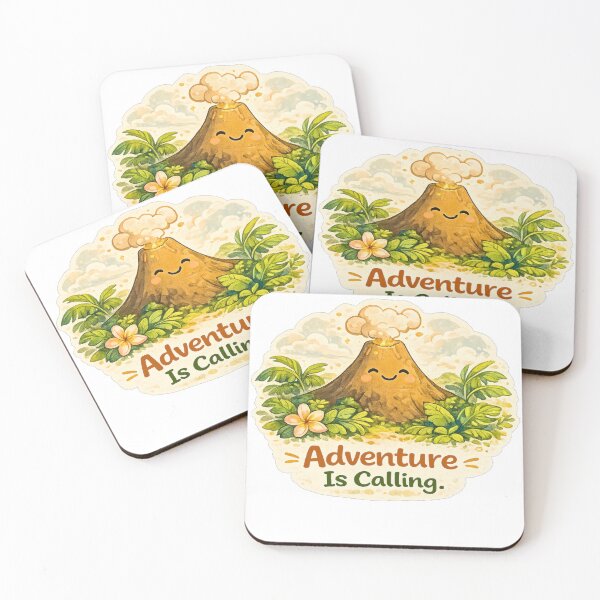 Item preview, Adventure Is Calling | Cute Tropical Volcano Illustration designed and sold by Wander Vibes.