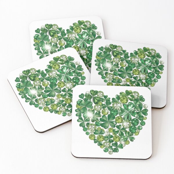 Item preview, Lucky Clover Crystal Heart – Emerald Green Shamrock Aesthetic designed and sold by Cristina Galerina.