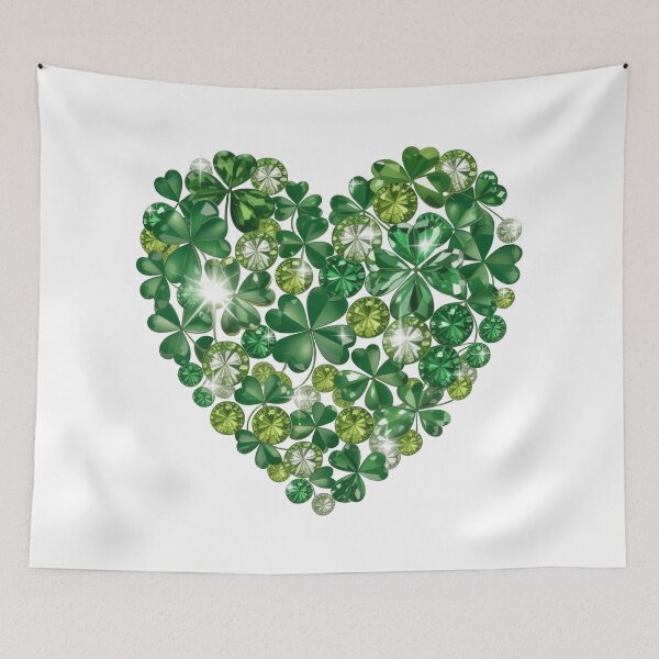 Item preview, Lucky Clover Crystal Heart – Emerald Green Shamrock Aesthetic designed and sold by Cristina Galerina.