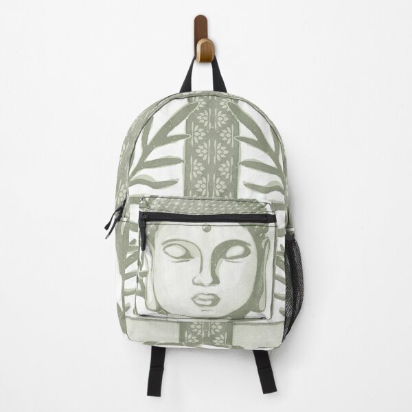 Item preview, Buddha Head Statue with Palm Fronds Watercolor - Tea + Sage designed and sold by Irene Estelle.