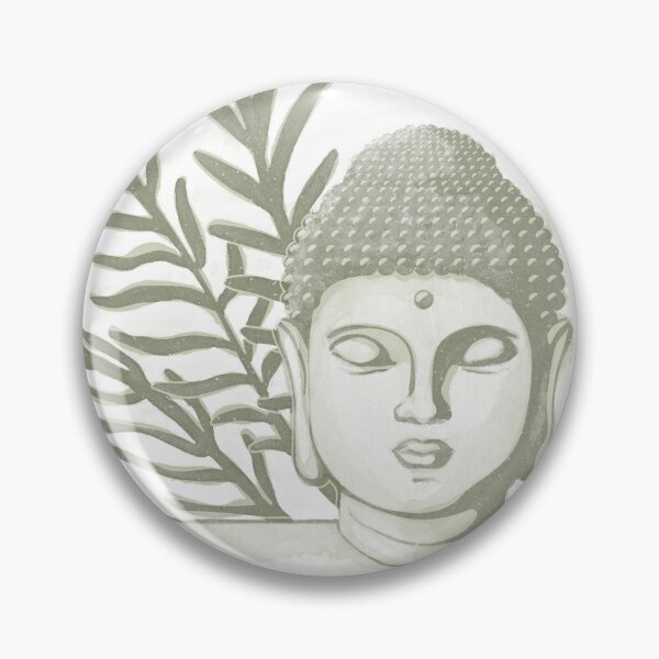 Item preview, Buddha Head Statue with Palm Fronds Watercolor - Tea + Sage designed and sold by Irene Estelle.