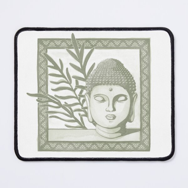 Item preview, Buddha Head Statue with Palm Fronds Watercolor - Tea + Sage designed and sold by Irene Estelle.