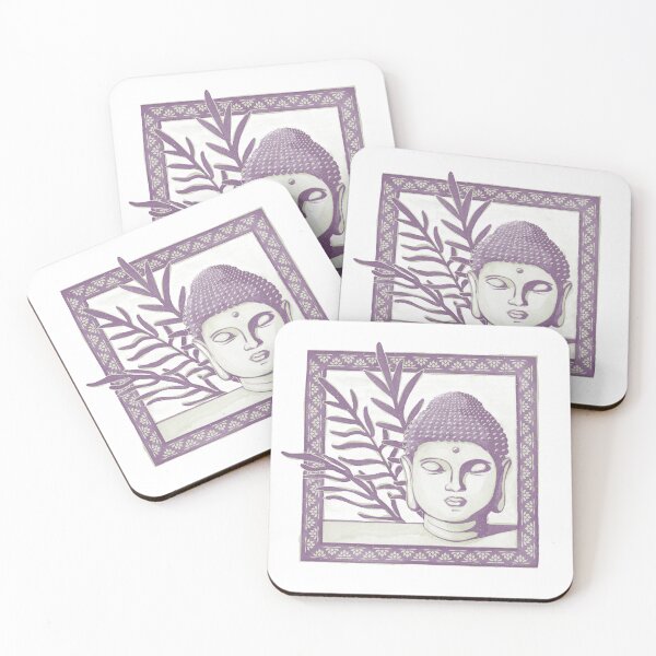 Item preview, Buddha Head Statue with Palm Fronds Watercolor - Tea + Plum designed and sold by Irene Estelle.