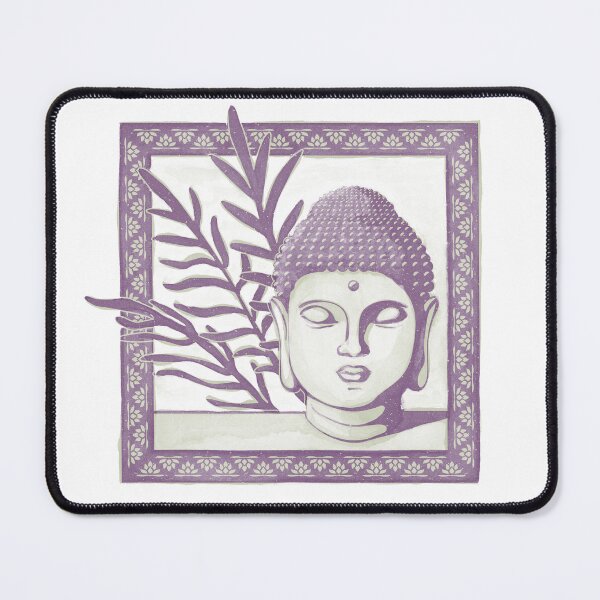 Item preview, Buddha Head Statue with Palm Fronds Watercolor - Tea + Plum designed and sold by Irene Estelle.