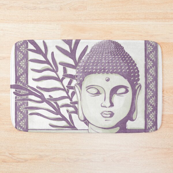 Item preview, Buddha Head Statue with Palm Fronds Watercolor - Tea + Plum designed and sold by Irene Estelle.