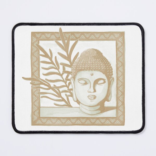 Item preview, Buddha Head Statue with Palm Fronds Watercolor - Tea + Fawn designed and sold by Irene Estelle.