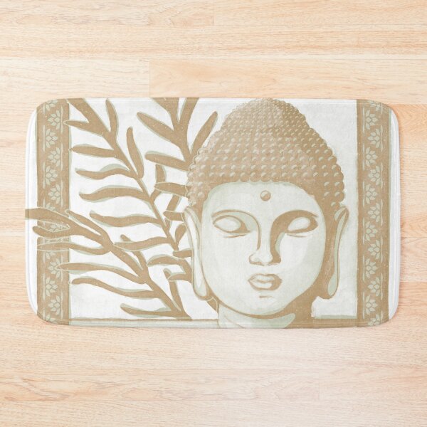 Item preview, Buddha Head Statue with Palm Fronds Watercolor - Tea + Fawn designed and sold by Irene Estelle.