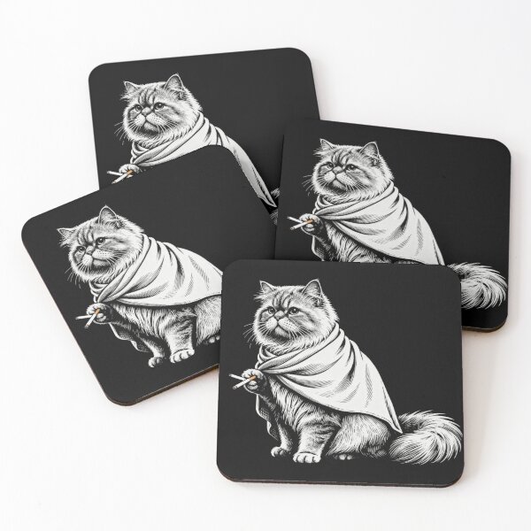 Item preview, Mysterious Persian Cat Smoking with Cape – Vintage Engraving Illustration designed and sold by CatVibesStudio.