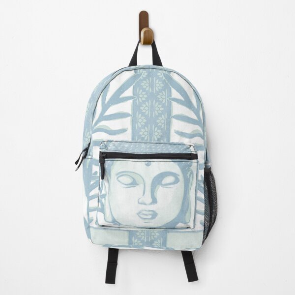 Item preview, Buddha Head Statue with Palm Fronds Watercolor - Mint + Sky designed and sold by Irene Estelle.