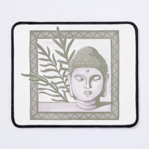 Item preview, Buddha Head Statue with Palm Fronds Watercolor - Dust + Sage designed and sold by Irene Estelle.