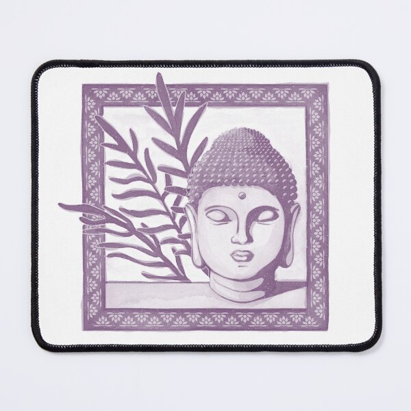 Item preview, Buddha Head Statue with Palm Fronds Watercolor - Dust + Plum designed and sold by Irene Estelle.