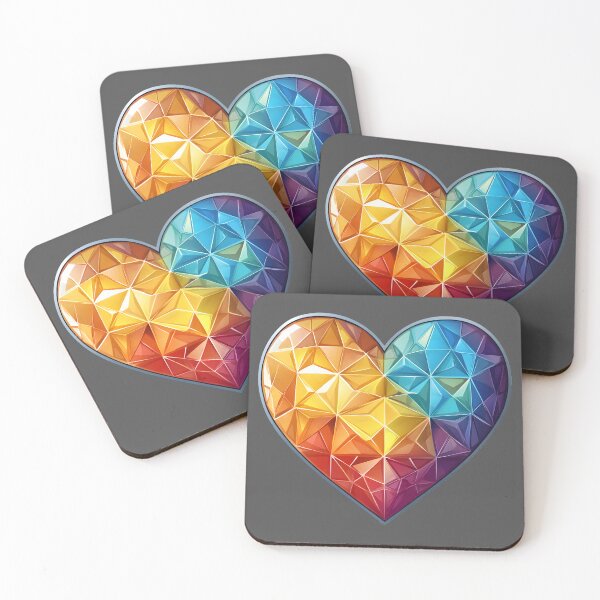 Item preview, Heart №10 Rainbow Faceted Geometric Crystal Heart designed and sold by SyberGen.