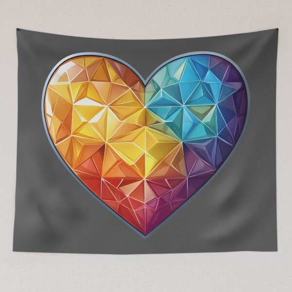 Item preview, Heart №10 Rainbow Faceted Geometric Crystal Heart designed and sold by SyberGen.