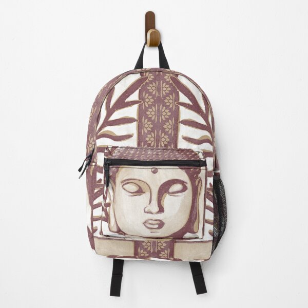 Item preview, Buddha Head Statue with Palm Fronds Watercolor - Fawn + Wine designed and sold by Irene Estelle.