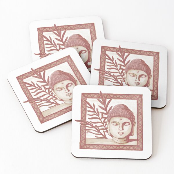 Item preview, Buddha Head Statue with Palm Fronds Watercolor - Fawn + Ruby designed and sold by Irene Estelle.