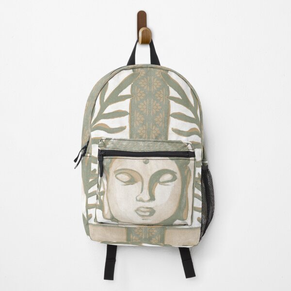 Item preview, Buddha Head Statue with Palm Fronds Watercolor - Fawn + Sage designed and sold by Irene Estelle.