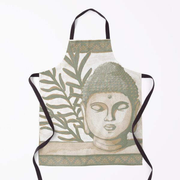 Item preview, Buddha Head Statue with Palm Fronds Watercolor - Fawn + Sage designed and sold by Irene Estelle.