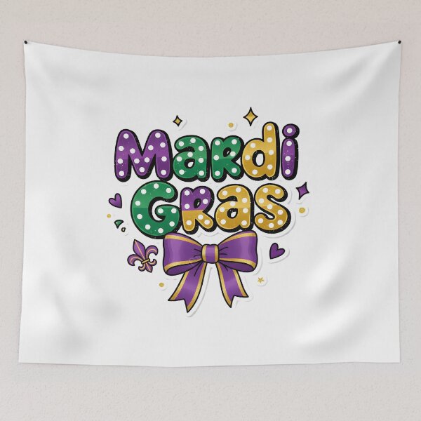 Item preview, Mardi Gras Coquette Bow, Mardi Gras, Mardi Gras, Happy Mardi Gras, Dalmatian Dots, Hand Drawn designed and sold by DesignDenDo ⭐⭐⭐⭐⭐.