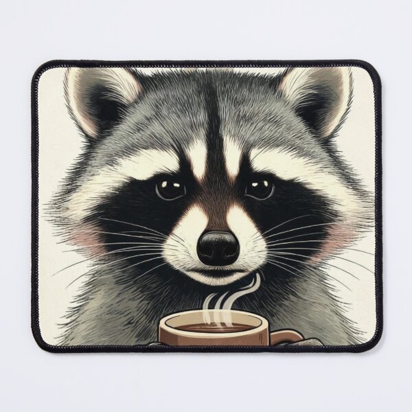 Item preview, Raccoon Morning Coffee Sarcasm | Grumpy Trash Panda Office Art designed and sold by Dariusz.K.