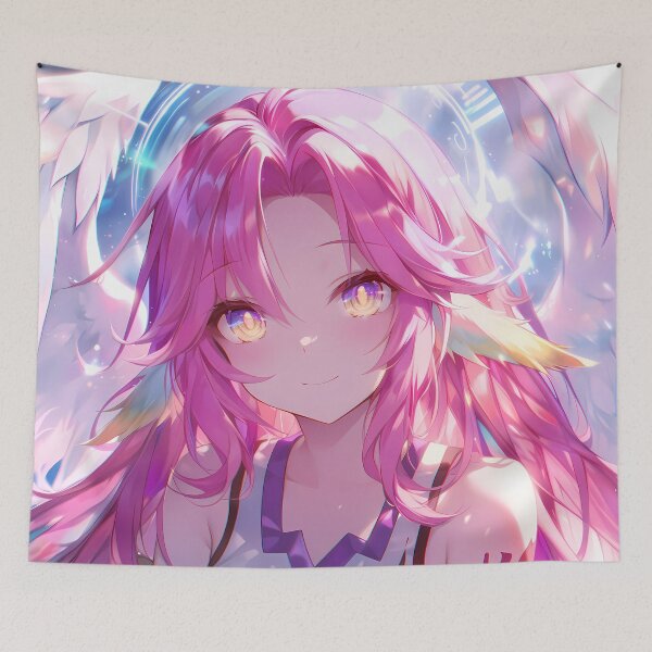 Item preview, Jibril No Game No Life Celestial Wings Halo Pink Hair Anime Girl designed and sold by mildaclairmo.