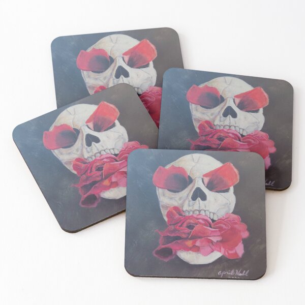 Item preview, Skull eating red roses designed and sold by aprilwebbartist.