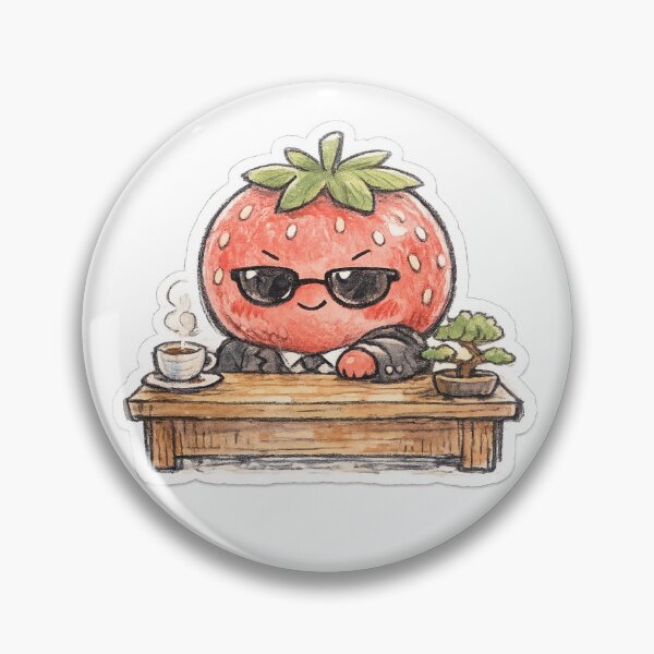 Item preview, Kawaii Strawberry Mob Boss Sticker – Cute Hand-Drawn Japanese Style Food Art designed and sold by messupbro.